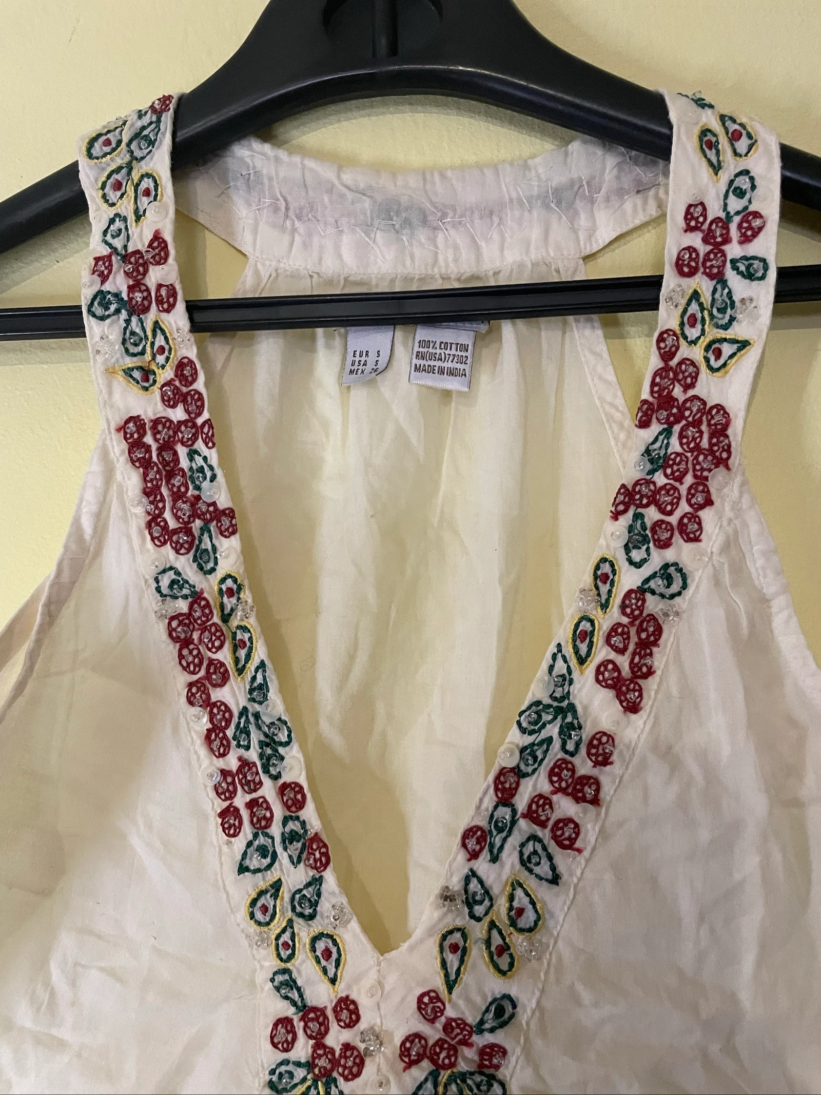 Top branco halter 100% algodão bordado colorido Verão  – photo 4